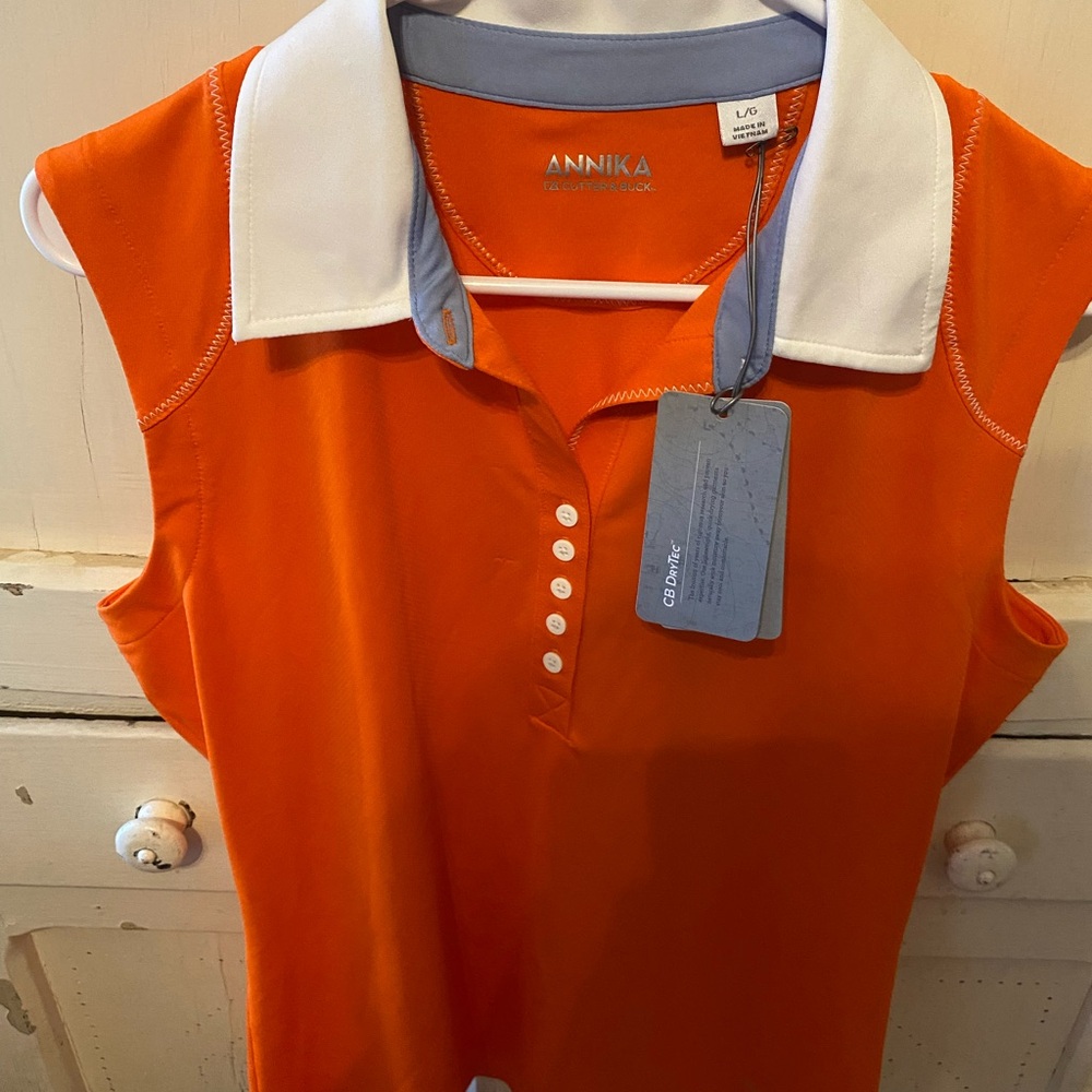 NIKA Sleeveless Polo Tank in Bright Orange with White Collar
